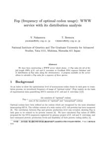 Fop (frequency of optimal codon usage): WWW service with its distribution analysis Y. Nakamura 