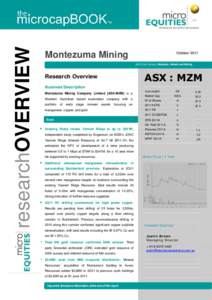 researchOVERVIEW  MICROCAP COMPANY RESEARCH Montezuma Mining Company Ltd