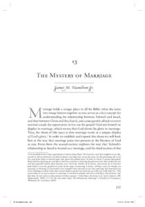 13  The Mystery of Marriage James M. Hamilton Jr.  M