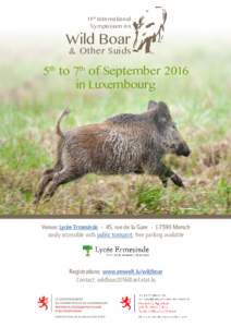 11th International Symposium on Wild Boar & Other Suids