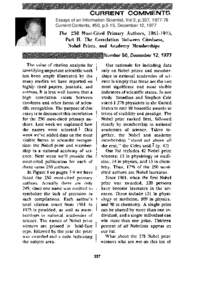 w[removed]I[removed]I[removed]II[removed]I/A CXJFW?ENT COMMENTS Essays of an Information Scientist, Vol:3, p.337, [removed]Current Contents, #50, p.5-15, December 12, 1977 The
