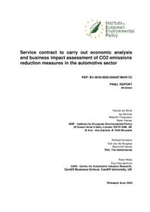 Service contract to carry out economic analysis and business impact assessment of CO2 emissions reduction measures in the automotive sector REF: B4[removed]/MAR/C2 FINAL REPORT Annexes