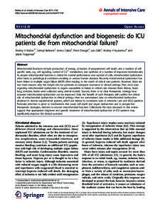 Mitochondrial dysfunction and biogenesis: do ICU patients die from mitochondrial failure?