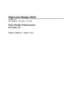 High-Level Design (HLD) Revision 1.2 Last Updated: :13 AM Panic Handler Enhancements for Linux 2.4
