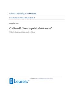On Ronald Coase as political economist”