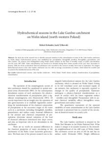 Hydrochemical in the Lake Gardno catchment on Wolin island (north-western Poland) Limnological Review 8,seasons 1-2: 27-34