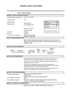MATERIAL SAFETY DATA SHEET  Cupric Carbonate Basic SECTION 1 . Product and Company Idenfication  Product Name and Synonym: