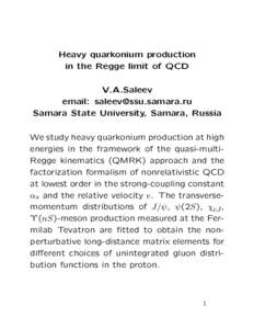 Heavy quarkonium production in the Regge limit of QCD V.A.Saleev email:  Samara State University, Samara, Russia We study heavy quarkonium production at high