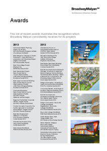 Awards This list of recent awards illustrates the recognition which Broadway Malyan consistently receives for its projects