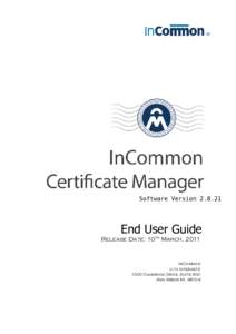 Software VersionEnd User Guide Release Date: 10th March, 2011  InCommon