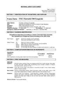 MATERIAL SAFETY DATA SHEET Page 1 of Total 5 Date of Issue: Flutriafol 2012 MSDS No. FMC/FLU500/1  SECTION 1