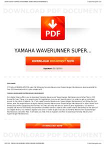 BOOKS ABOUT YAMAHA WAVERUNNER SUPERCHARGER MAINTENANCE  Cityhalllosangeles.com YAMAHA WAVERUNNER SUPER...