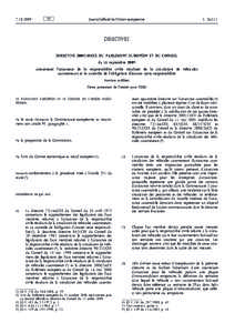 Directive[removed]CE du Parlement européen et du Conseil du 16 septembre 2009 concernant l’assurance de la responsabilité civile résultant de la circulation de véhicules automoteurs et le contrôle de l’obligat