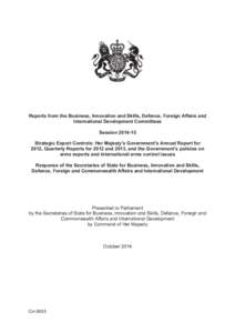 Report from the Business, Innovation and Skills, Defence, Foreign Affiars and International Development Committees Cm 8935
