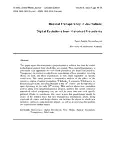 Radical Transparency in Journalism: Digital Evolutions from Historical Precedents