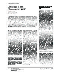 ■ HISTORY OF NEUROSCIENCE  Genealogy of the “Grandmother Cell” CHARLES G. GROSS Department of Psychology