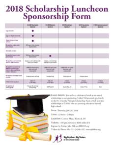2018 Scholarship Luncheon Sponsorship Form $2,000 Doctorate Sponsor Logo on Invite