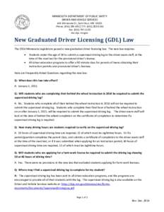 New Graduated Driver Licensing GDL Law