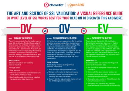 THE ART AND SCIENCE OF SSL VALIDATION: A VISUAL REFERENCE GUIDE SO WHAT LEVEL OF SSL WORKS BEST FOR YOU? READ ON TO DISCOVER THIS AND MORE. DV LEVEL 1