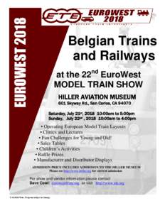 Belgian Trains and Railways nd at the 22 EuroWest MODEL TRAIN SHOW