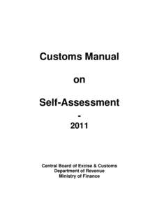Customs Manual on Self-AssessmentCentral Board of Excise & Customs
