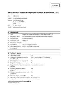 Microsoft Word - Proposal to Encode Orthographic Glottal Stops in the UCS-001.doc