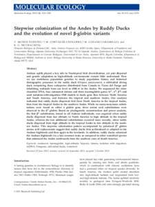 Molecular Ecology, 1231–1249  doi: mecStepwise colonization of the Andes by Ruddy Ducks and the evolution of novel b-globin variants