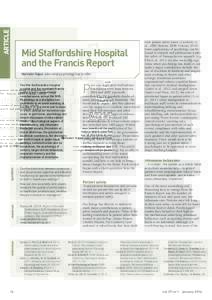 ARTICLE  Mid Staffordshire Hospital and the Francis Report Narinder Kapur asks what psychology has to offer