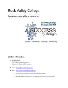 Rock Valley College Developmental Mathematics Contact Information  Kathleen Almy Rock Valley College, Rockford, IL