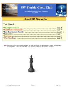 S  SW Florida Chess Club Serving the SW Florida Chess Community Since 2009