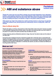 Factsheet  ABI and substance abuse Headwest Series