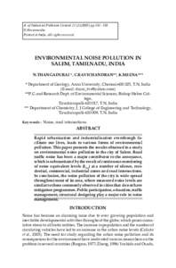 ENVIRONMENTAL NOISE POLLUTION IN SALEM  381 Jr. of Industrial Pollution Controlpp © Enviromedia
