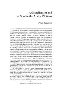 Aristotelianism and the Soul in the Arabic Plotinus