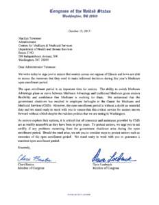 Letter to CMS Administrator Marilyn Tavenner from Reps. Cheri Bustos and Dave Loebsack