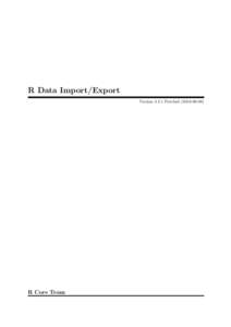 R Data Import/Export VersionPatchedR Core Team  This manual is for R, versionPatched).