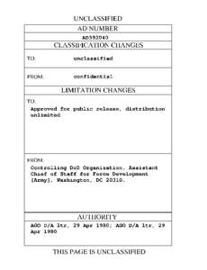 UNCLASSIFIED AD NUMBER AD392040 CLASSIFICATION CHANGES TO: