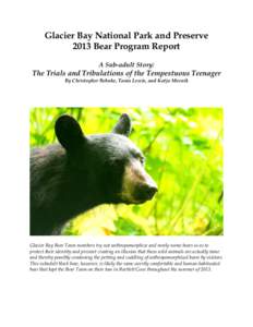 Glacier Bay National Park and Preserve 2013 Bear Program Report A Sub-adult Story: The Trials and Tribulations of the Tempestuous Teenager By Christopher Behnke, Tania Lewis, and Katja Mocnik