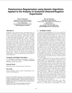 Parsimonious Regularization using Genetic Algorithms Applied to the Analysis of Analytical Ultracentrifugation Experiments Emre H Brookes  Borries Demeler