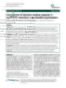Conceptions of decision-making capacity in psychiatry: interviews with Swedish psychiatrists