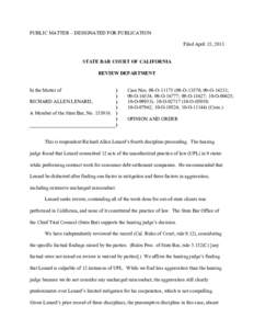 PUBLIC MATTER – DESIGNATED FOR PUBLICATION Filed April 15, 2013 STATE BAR COURT OF CALIFORNIA REVIEW DEPARTMENT