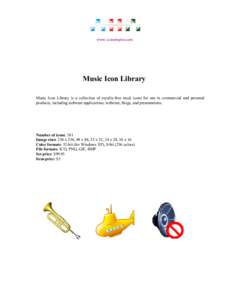 www.iconempire.com  Music Icon Library Music Icon Library is a collection of royalty-free stock icons for use in commercial and personal products, including software applications, websites, blogs, and presentations.