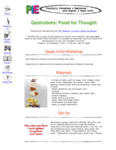 Playful Invention and Exploration - Gastrobots: Food for Thought