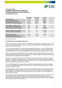 Half year results statement 2009