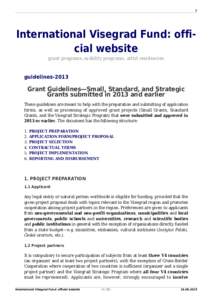 1  International Visegrad Fund: official website grant programs, mobility programs, artist residencies  guidelines-2013