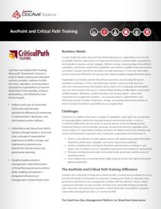Solutions  AvePoint and Critical Path Training Business Needs