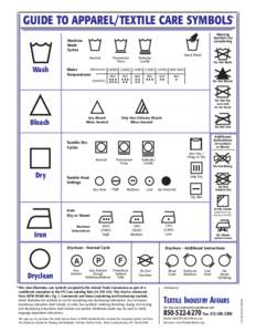 GUIDE TO APPAREL/TEXTILE CARE SYMBOLS* Warning Symbols for Laundering  Machine
