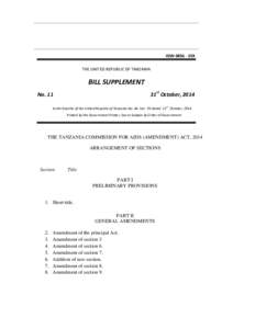 ISSN35X THE UNITED REPUBLIC OF TANZANIA BILL SUPPLEMENT 31st October, 2014