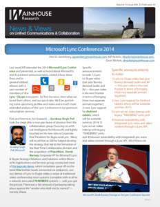 Volume 15 Issue #04 25-February-14  News & Views on Unified Communications & Collaboration