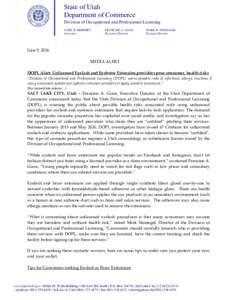 Press Release - 9 JunEyelash Extension Risk
