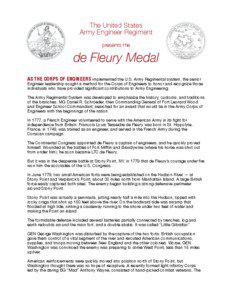 Military / François de Fleury / De Fleury Medal / United States Army / United States